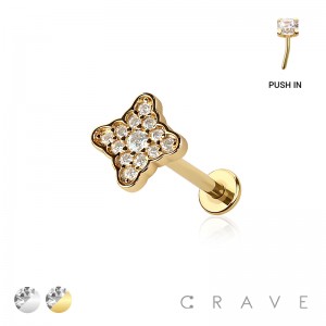 CLOVER (FLOWER) THREADLESS (PUSH IN) 316L SURGICAL STEEL LABRET SET